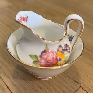 Antique Royal Chelsea Dine Bine China sugar bowl and creamer